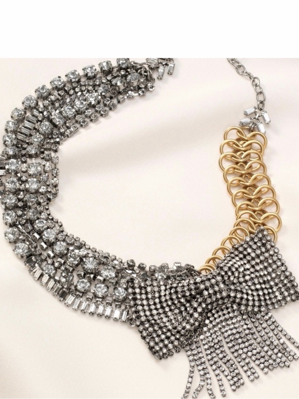 Stella & Dot Crystal Multi-Strand Necklace w/ Gold Chain Accent